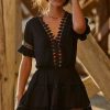 * Outlet Peixoto Embroidered Lace Cover-Up Mini Dress Black | Cover-Ups