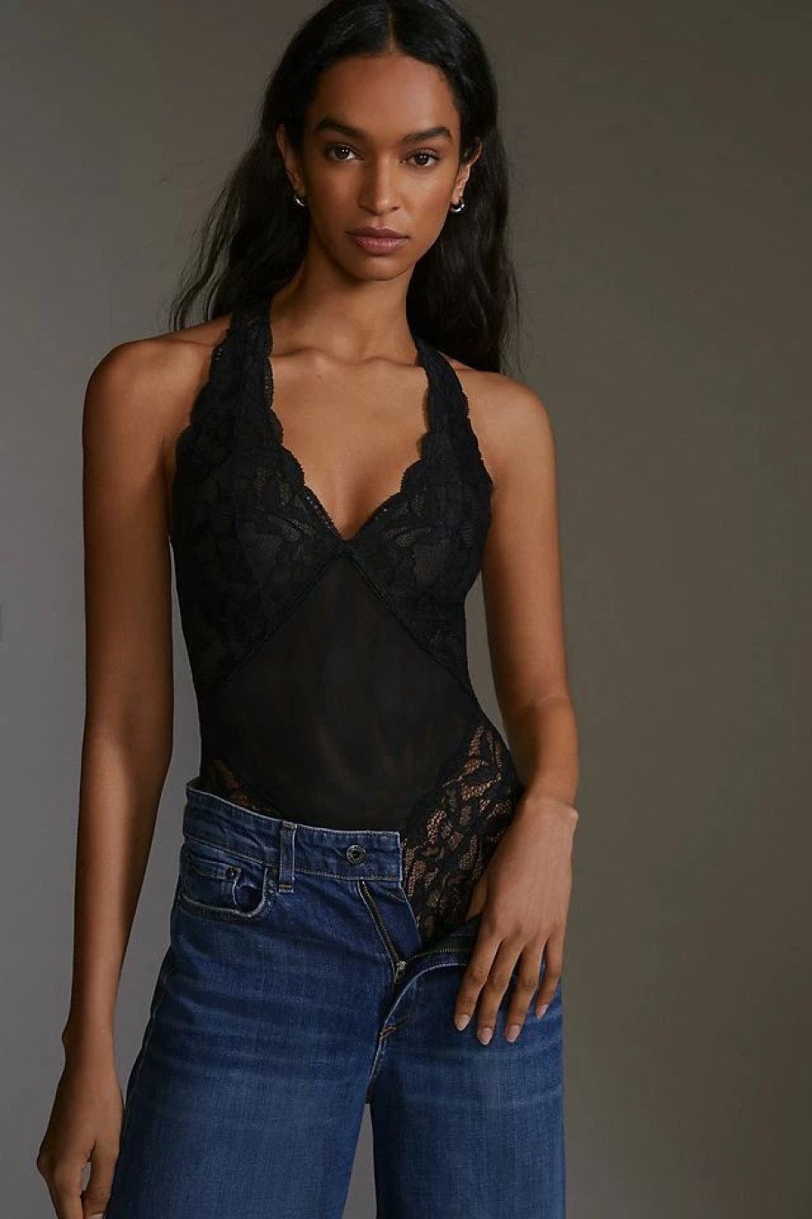 * Deals Clo Intimo Fortuna Lace Bodysuit Black | Bodysuits