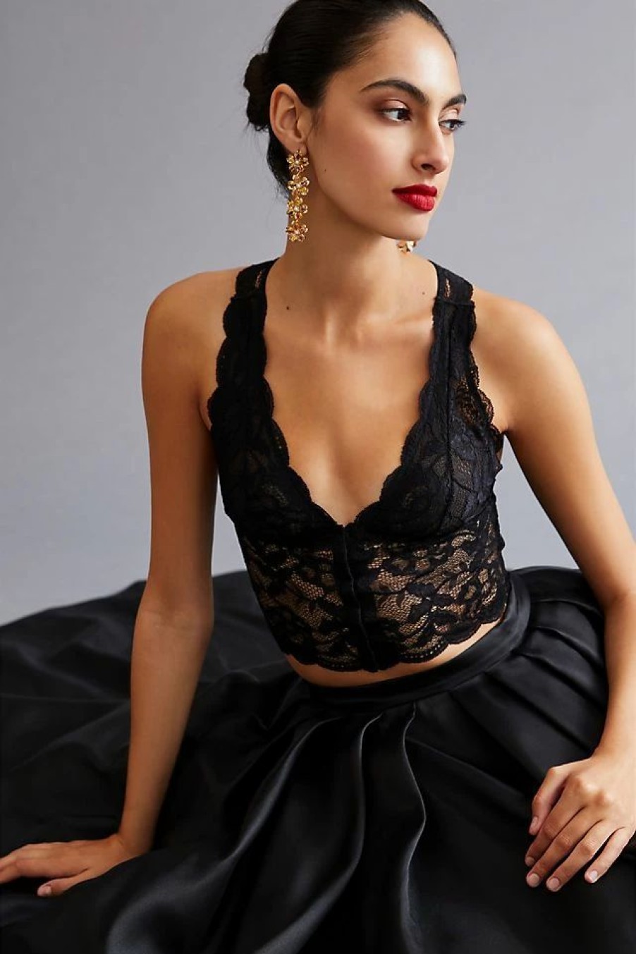 * Top 10 Clo Intimo Fortuna Lace Racerback Bra Black | Bras & Bralettes