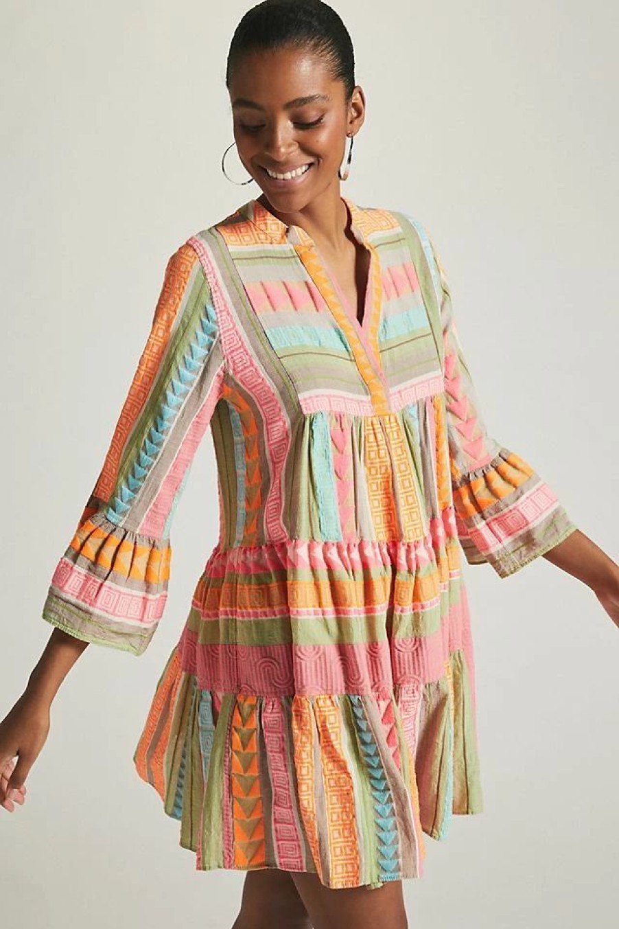 * Coupon Devotion Twins Embroidered Ella Tunic Dress Coral | Vacation Dresses