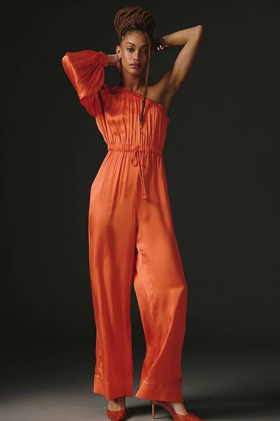 * Cheapest Farm Rio One-Shoulder Jumpsuit Orange | Beach Bottoms