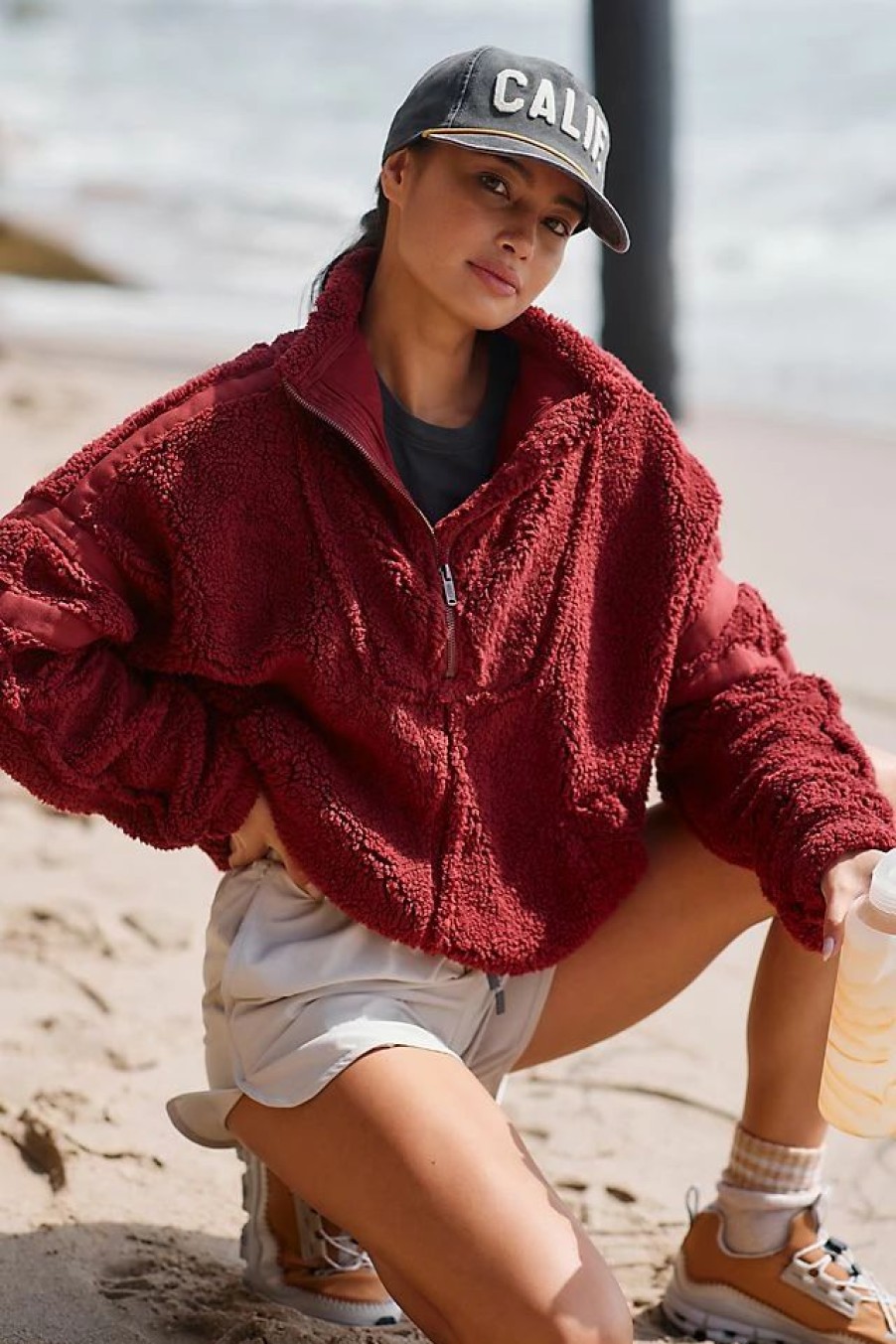 * Budget Free People Movement Nantucket Fleece Pullover Crimson | Tops & Tees