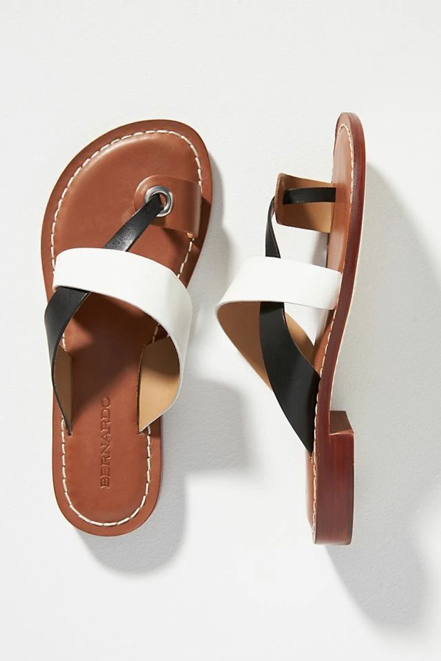 * Brand New Bernardo Tia Cross-Strap Sandals Black & White | Resort & Vacation Sandals