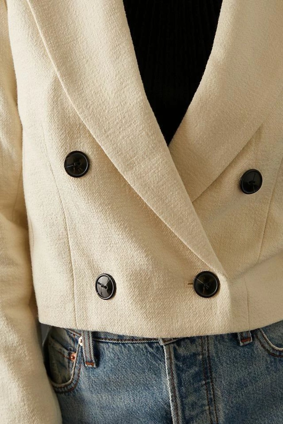 * New Maeve Cropped Double-Breasted Jacket White | Blazers