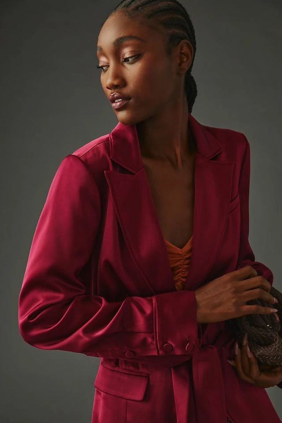 * Flash Sale Paige Havenn Satin Blazer Wine | Blazers