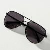 * Outlet Quay High Key Rhinestone Oversized Aviator Sunglasses Black | Sunglasses