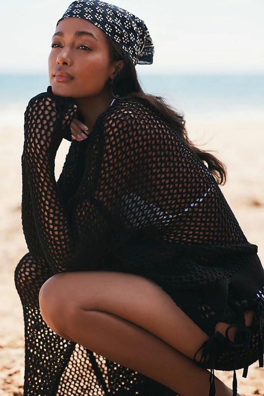 * Hot Sale Beach Riot Hilary Sweater Black | Cover-Ups