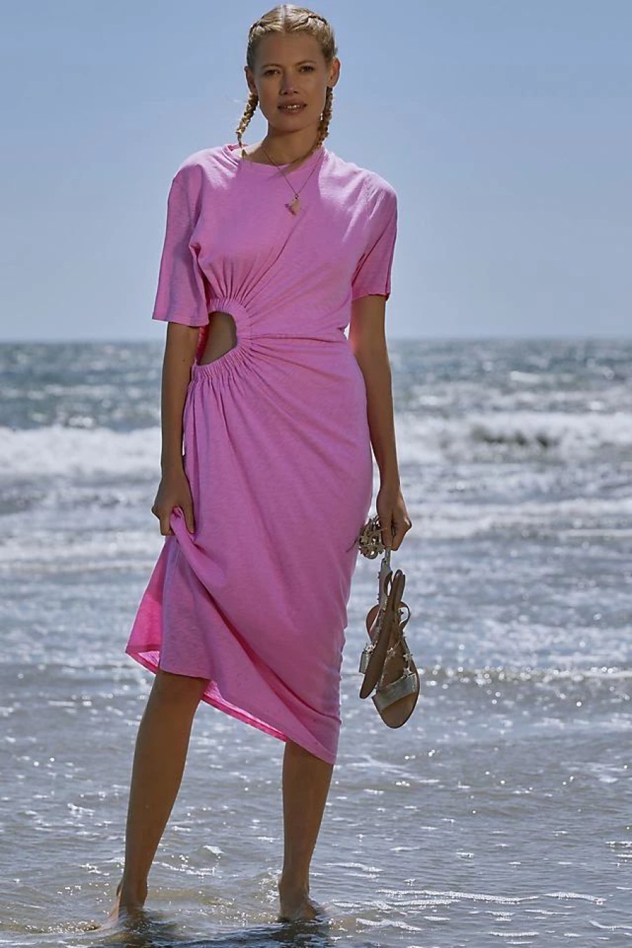 * Outlet Stateside Cutout Maxi T-Shirt Dress Pink | Vacation Dresses