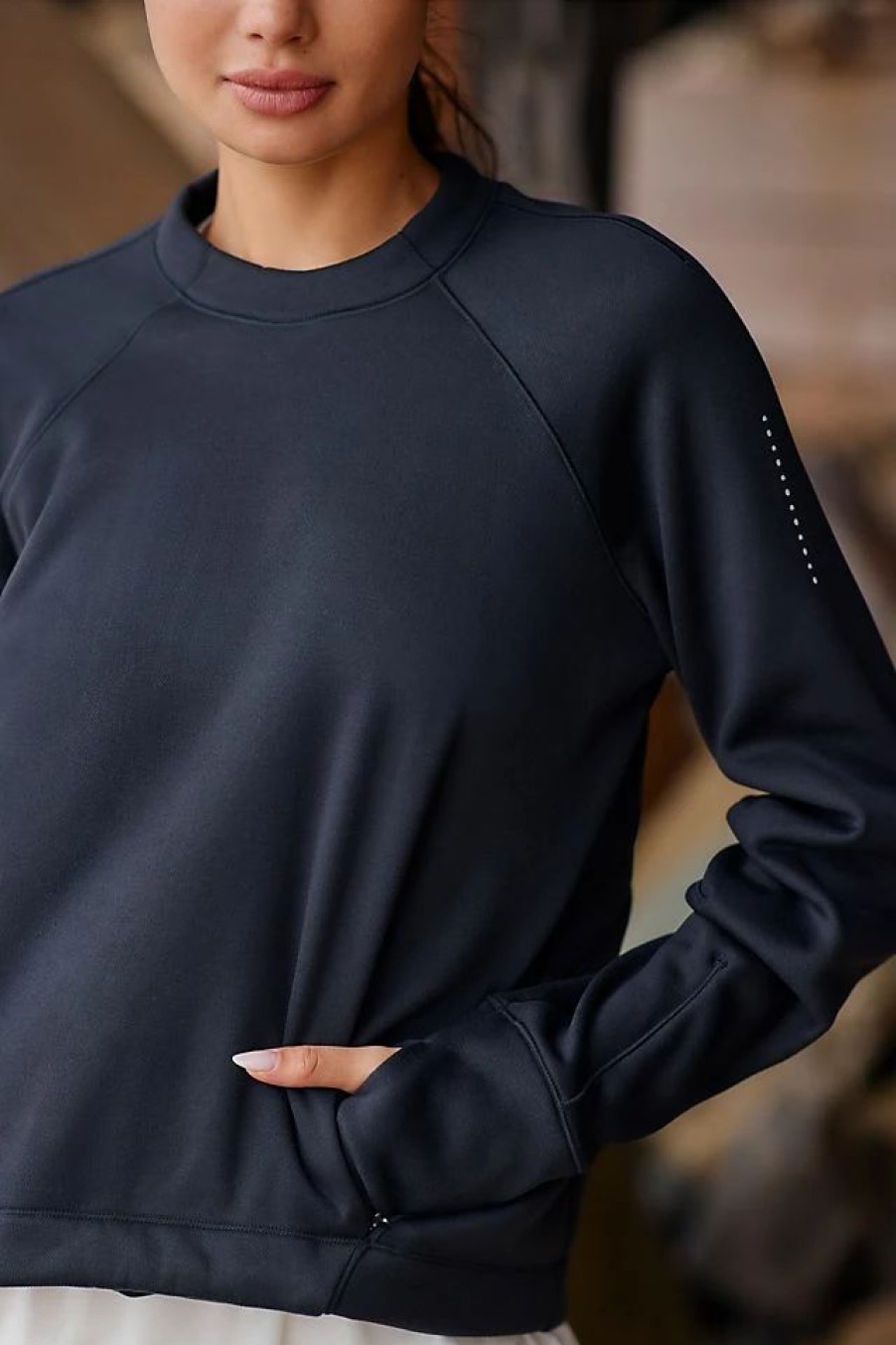 * Outlet Sweaty Betty Run Crew Neck Sweater Black | Tops & Tees