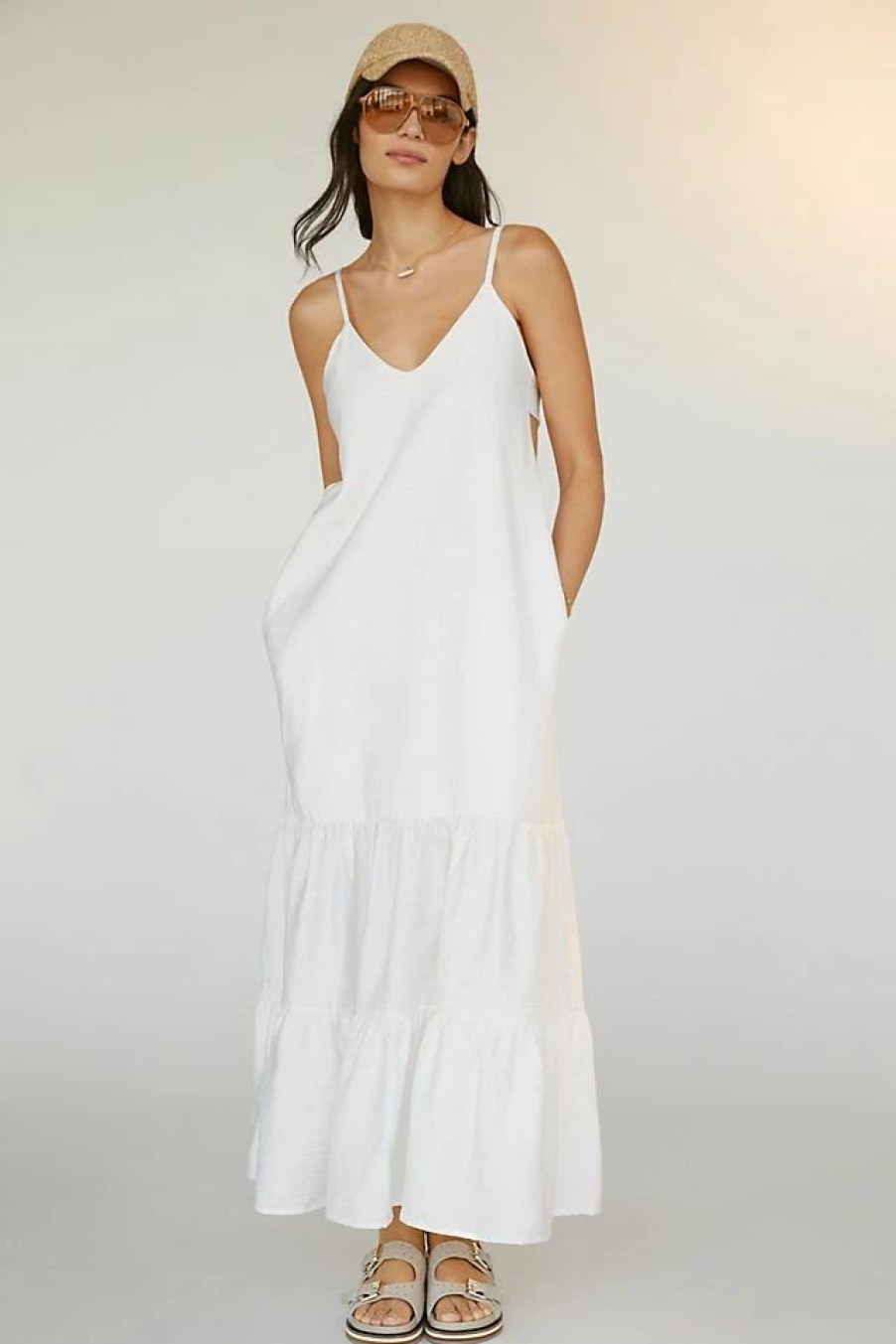 * Discount Peixoto Parker Tie Midi Dress Patched White | Cover-Ups