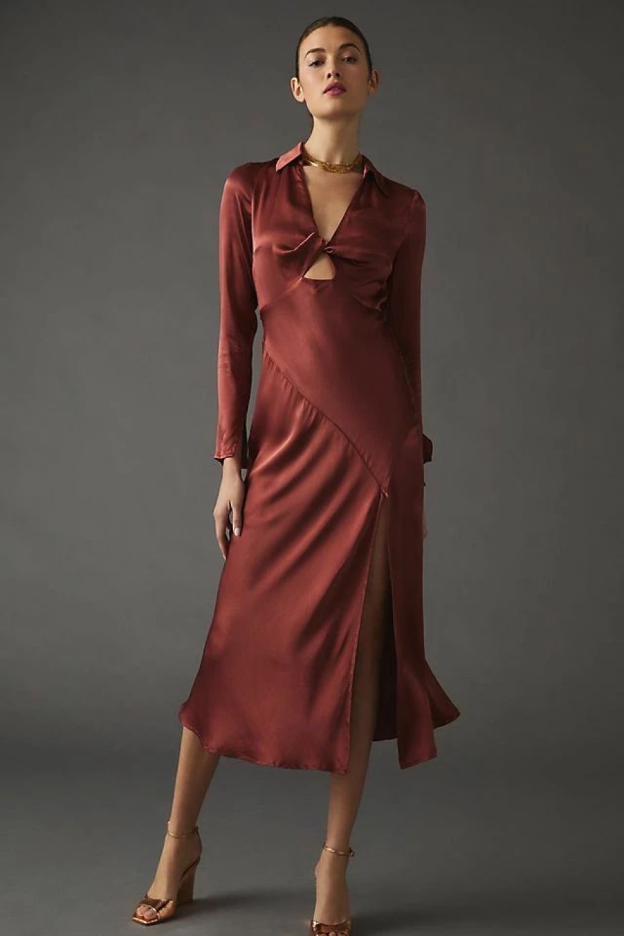 * Deals Astr The Label Cutout Collared Dress Wine | Vacation Dresses