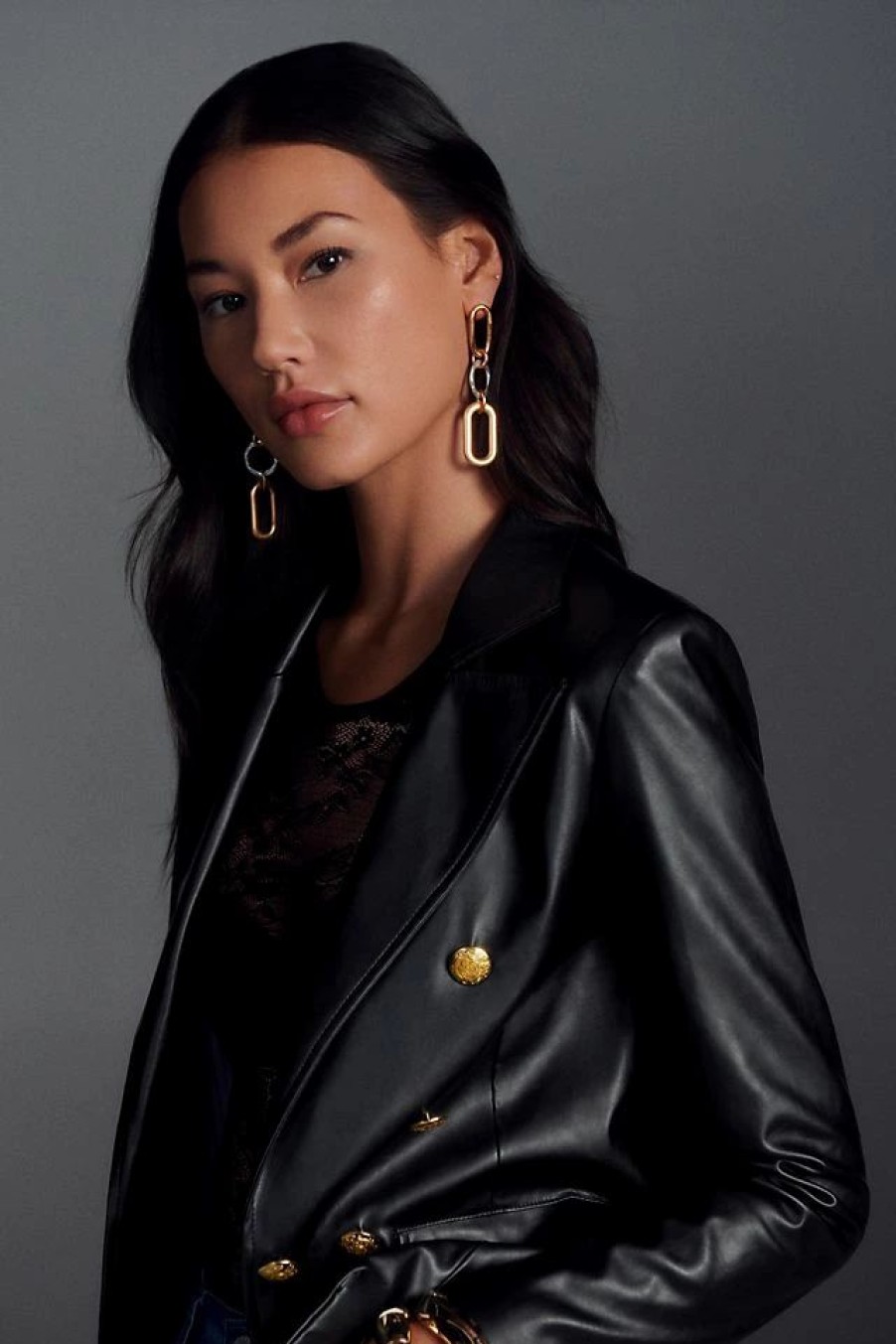 * Hot Sale By Anthropologie Nico Faux Leather Blazer Black | Blazers