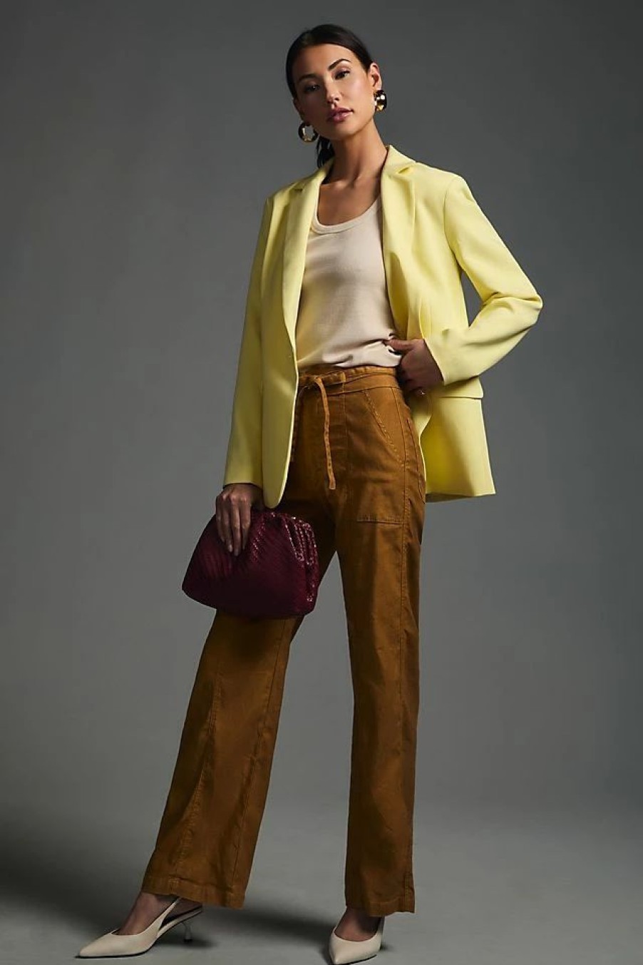 * Budget Maeve Button-Back Blazer Yellow | Blazers