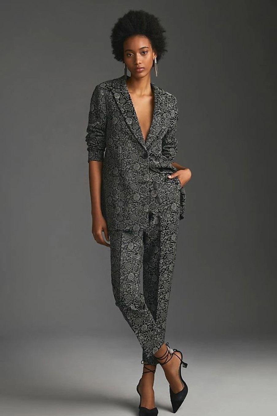 * Top 10 Scotch & Soda Planetary Icons Jacquard Blazer Dark Grey | Blazers