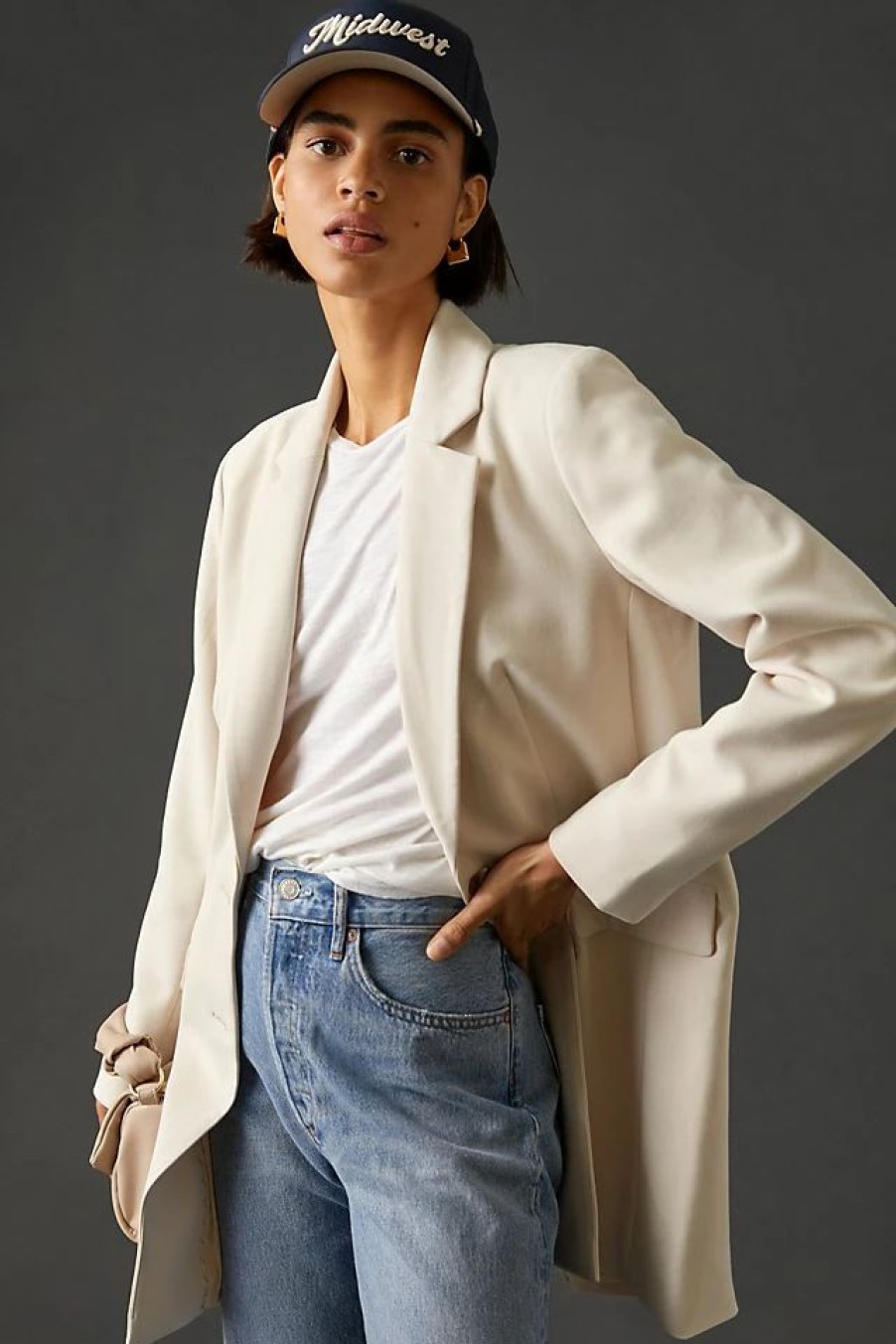 * Cheap Maeve Longline Blazer Ivory | Blazers