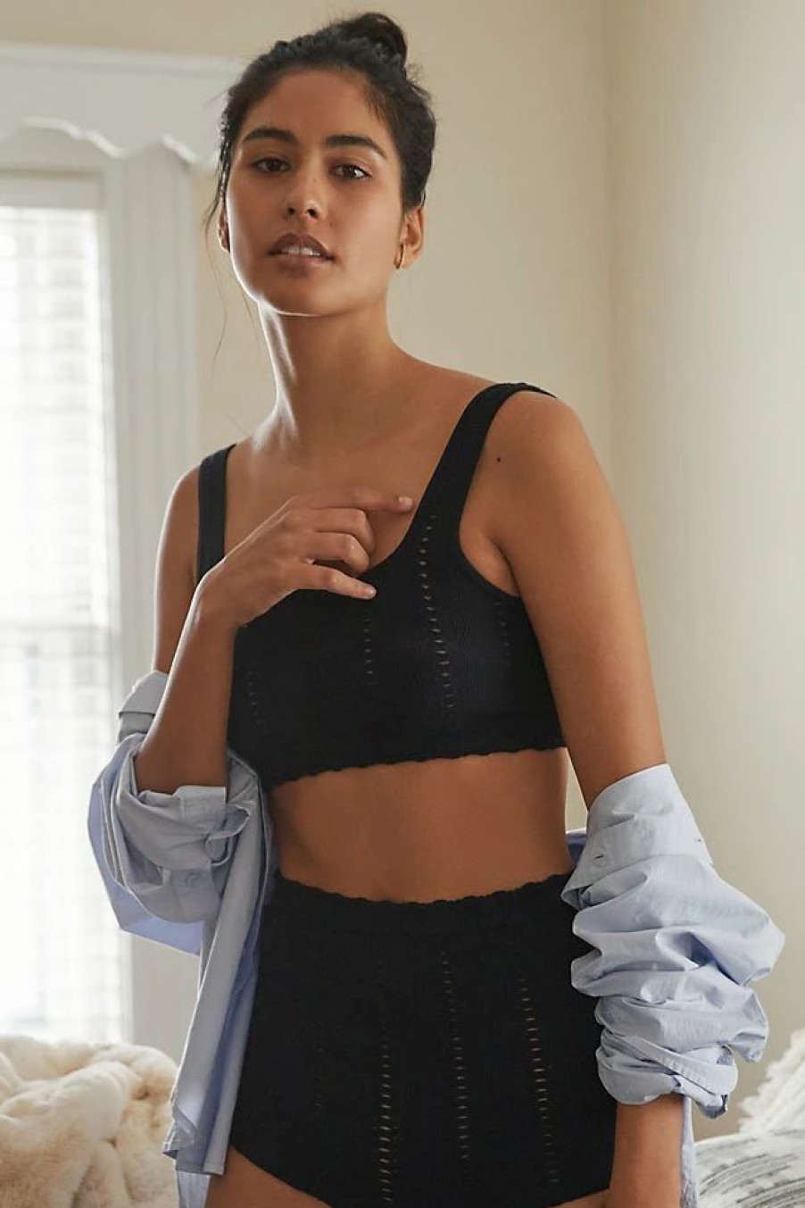 * Buy Anthropologie Malin Seamless Scalloped Bralette Black Onyx | Bras & Bralettes