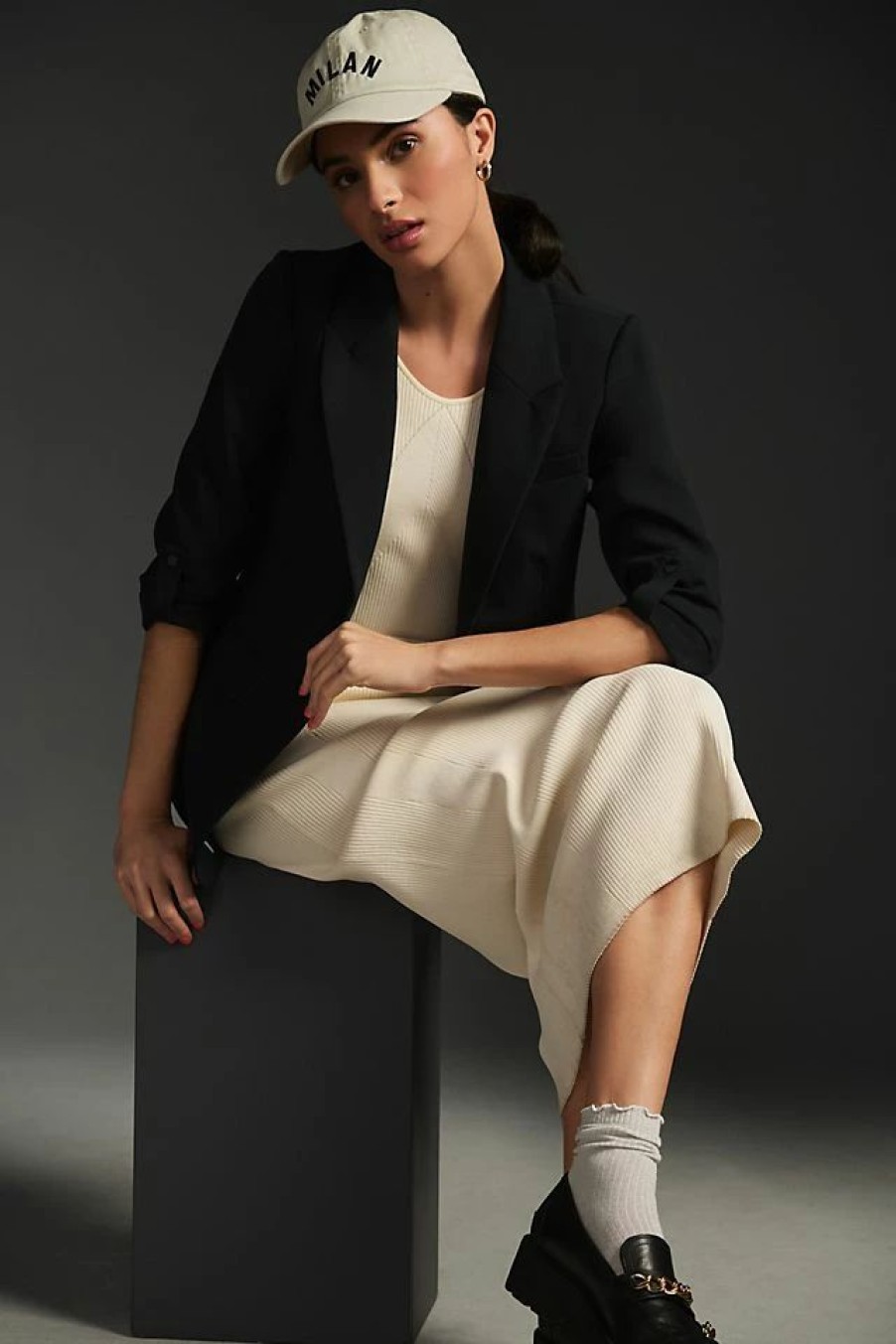 * Best Sale Maeve Roll-Sleeve Blazer Black | Blazers