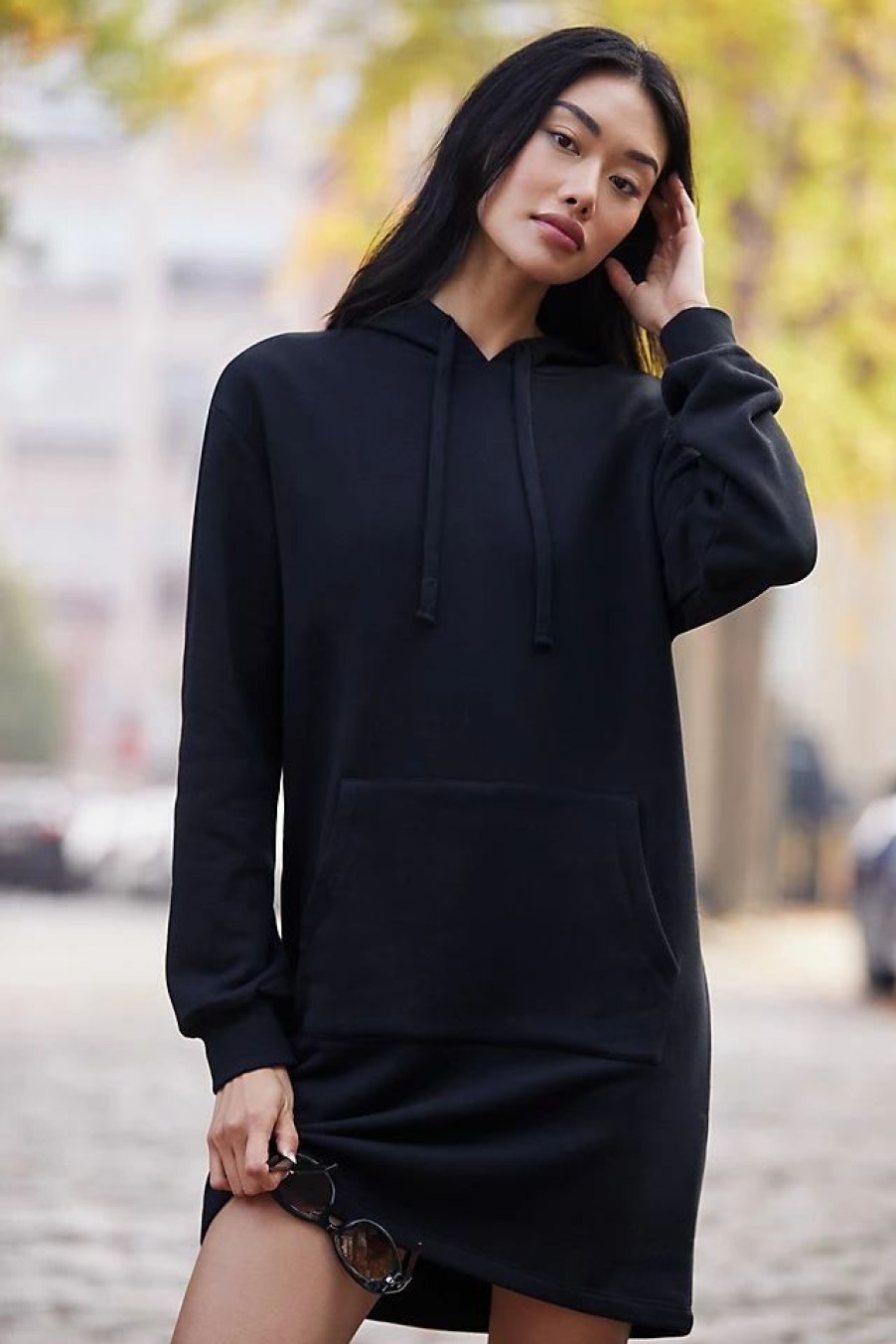 * Best Pirce Spiritual Gangster Sueded Fleece Hoodie Dress Black | Dresses & Skirts