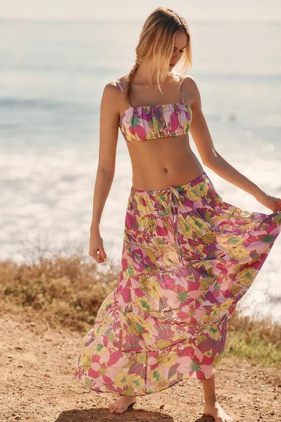 * Deals By Anthropologie Tiered Skirt Pink | Beach Bottoms