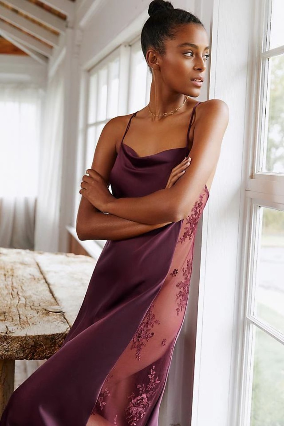 * Buy Rya Collection Darling Sheer Maxi Dress Purple | Lingerie