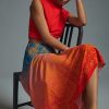 * Deals Farm Rio Satin-Slip Midi Skirt Orange | Beach Bottoms