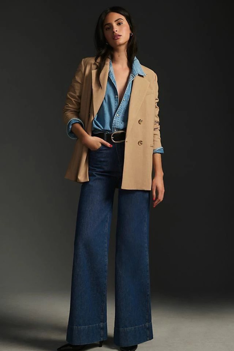 * New Maeve Double-Breasted Blazer Heathered Camel | Blazers