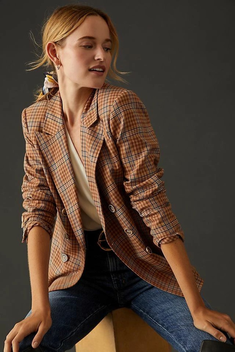 * Best Pirce Paige Londyn Plaid Blazer Bronze Dust Multi | Blazers