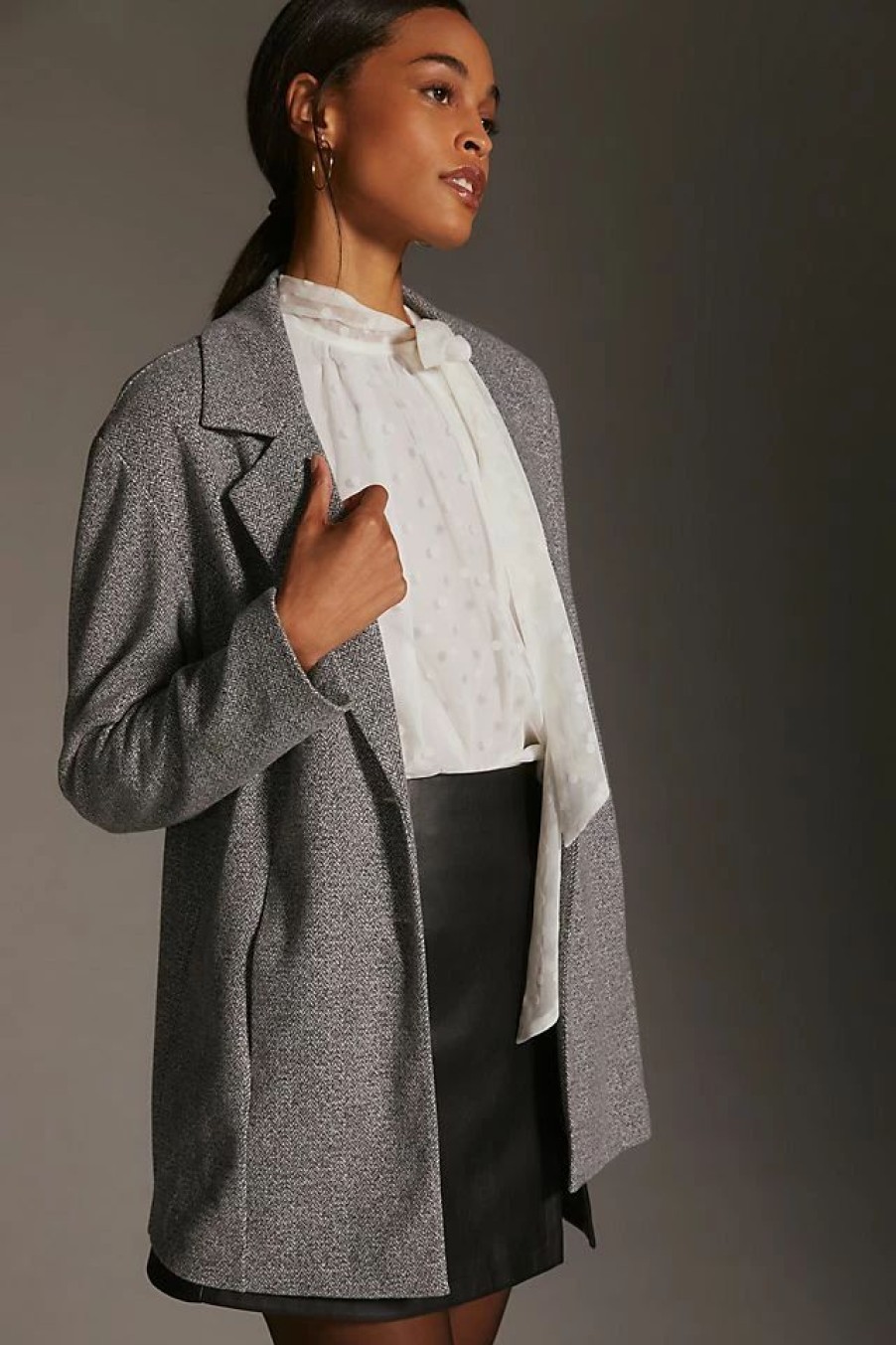 * Best Sale Avec Les Filles Longline Plaid Blazer Grey | Blazers